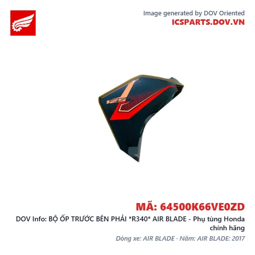 BỘ ỐP TRƯỚC BÊN PHẢI *R340* AIR BLADE - Phụ tùng Honda chính hãng