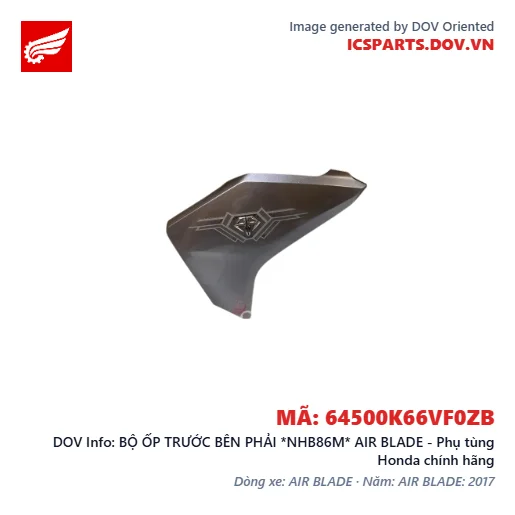 BỘ ỐP TRƯỚC BÊN PHẢI *NHB86M* AIR BLADE - Phụ tùng Honda chính hãng