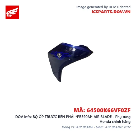 BỘ ỐP TRƯỚC BÊN PHẢI *PB390M* AIR BLADE - Phụ tùng Honda chính hãng