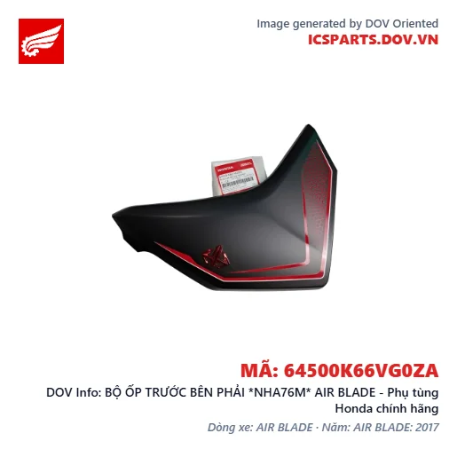 BỘ ỐP TRƯỚC BÊN PHẢI *NHA76M* AIR BLADE - Phụ tùng Honda chính hãng