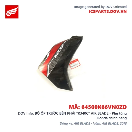 BỘ ỐP TRƯỚC BÊN PHẢI *R340C* AIR BLADE - Phụ tùng Honda chính hãng