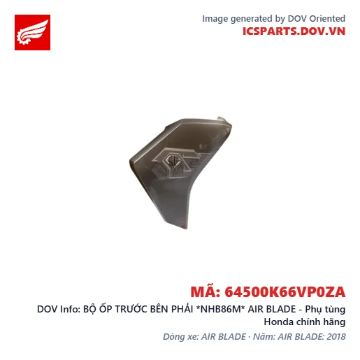BỘ ỐP TRƯỚC BÊN PHẢI *NHB86M* AIR BLADE - Phụ tùng Honda chính hãng