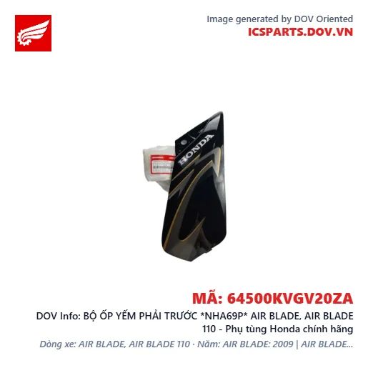 BỘ ỐP YẾM PHẢI TRƯỚC *NHA69P* AIR BLADE, AIR BLADE 110 - Phụ tùng Honda chính hãng