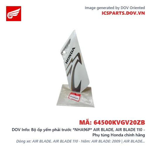 Bộ ốp yếm phải trước *NHA96P* AIR BLADE, AIR BLADE 110 - Phụ tùng Honda chính hãng