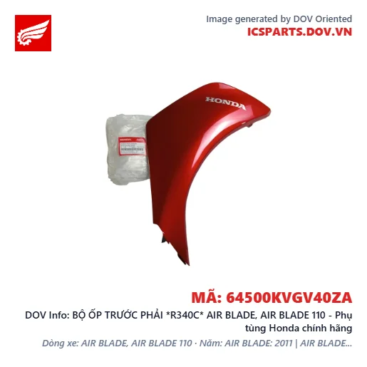 BỘ ỐP TRƯỚC PHẢI *R340C* AIR BLADE, AIR BLADE 110 - Phụ tùng Honda chính hãng