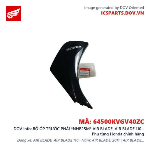 BỘ ỐP TRƯỚC PHẢI *NHB25M* AIR BLADE, AIR BLADE 110 - Phụ tùng Honda chính hãng