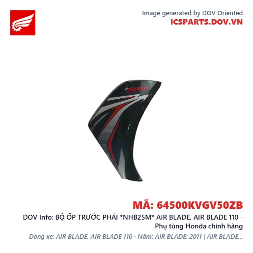 BỘ ỐP TRƯỚC PHẢI *NHB25M* AIR BLADE, AIR BLADE 110 - Phụ tùng Honda chính hãng