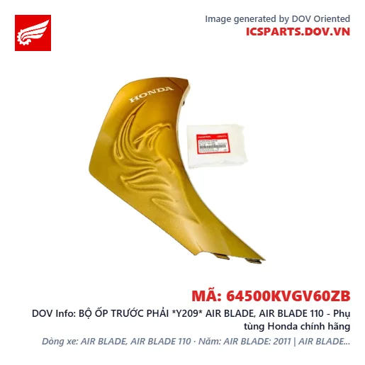 BỘ ỐP TRƯỚC PHẢI *Y209* AIR BLADE, AIR BLADE 110 - Phụ tùng Honda chính hãng