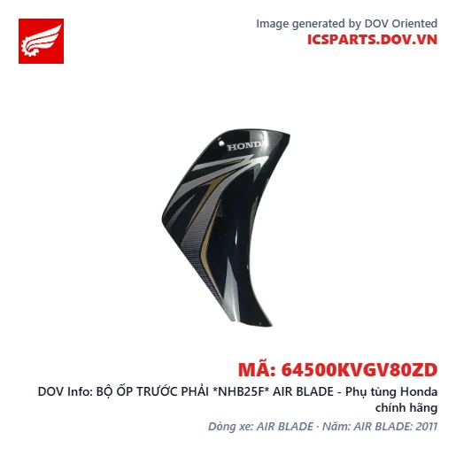 BỘ ỐP TRƯỚC PHẢI *NHB25F* AIR BLADE - Phụ tùng Honda chính hãng