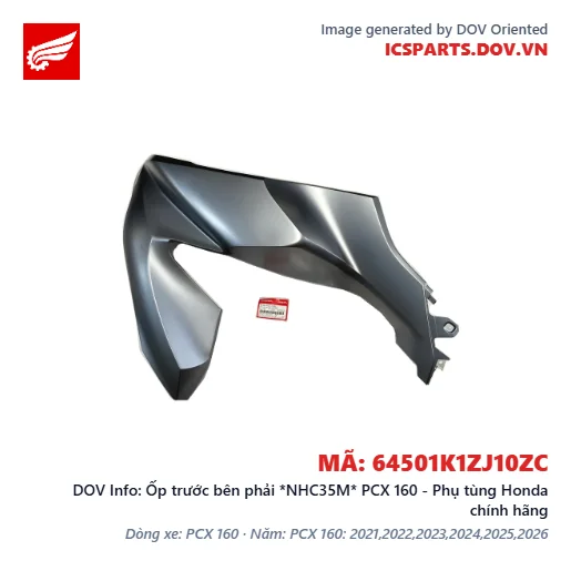 Ốp trước bên phải *NHC35M* PCX 160 - Phụ tùng Honda chính hãng