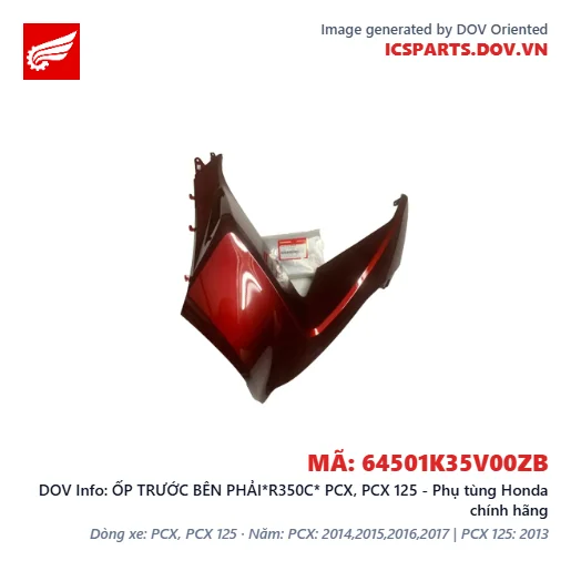 ỐP TRƯỚC BÊN PHẢI*R350C* PCX, PCX 125 - Phụ tùng Honda chính hãng
