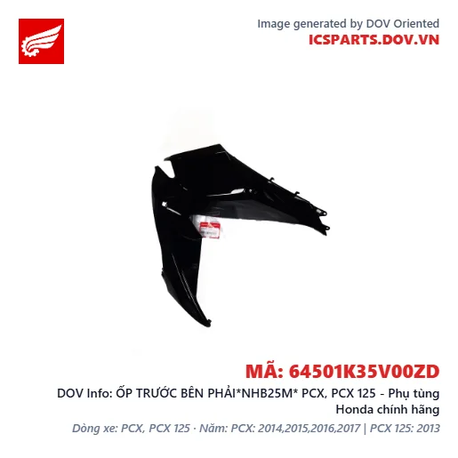 ỐP TRƯỚC BÊN PHẢI*NHB25M* PCX, PCX 125 - Phụ tùng Honda chính hãng