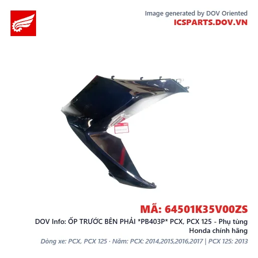 ỐP TRƯỚC BÊN PHẢI *PB403P* PCX, PCX 125 - Phụ tùng Honda chính hãng