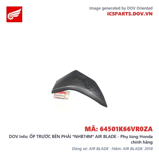 ỐP TRƯỚC BÊN PHẢI *NHB74M* AIR BLADE - Phụ tùng Honda chính hãng