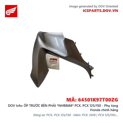 ỐP TRƯỚC BÊN PHẢI *NHB86M* PCX, PCX 125/150 - Phụ tùng Honda chính hãng