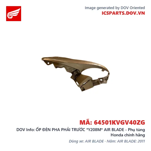 ỐP ĐÈN PHA PHẢI TRƯỚC *Y208M* AIR BLADE - Phụ tùng Honda chính hãng
