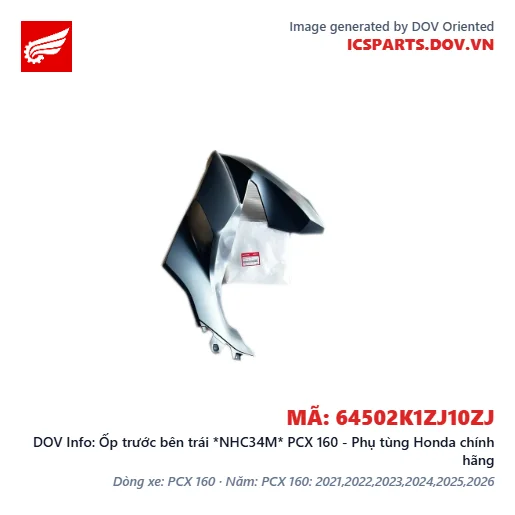 Ốp trước bên trái *NHC34M* PCX 160 - Phụ tùng Honda chính hãng