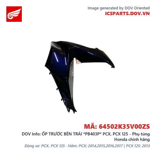 ỐP TRƯỚC BÊN TRÁI *PB403P* PCX, PCX 125 - Phụ tùng Honda chính hãng