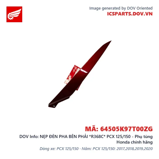NẸP ĐÈN PHA BÊN PHẢI *R368C* PCX 125/150 - Phụ tùng Honda chính hãng