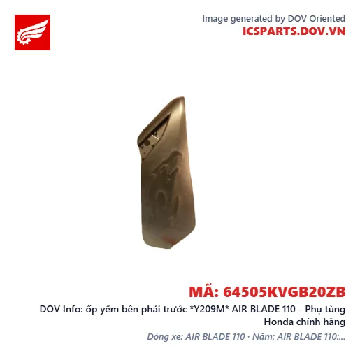 ốp yếm bên phải trước *Y209M* AIR BLADE 110 - Phụ tùng Honda chính hãng