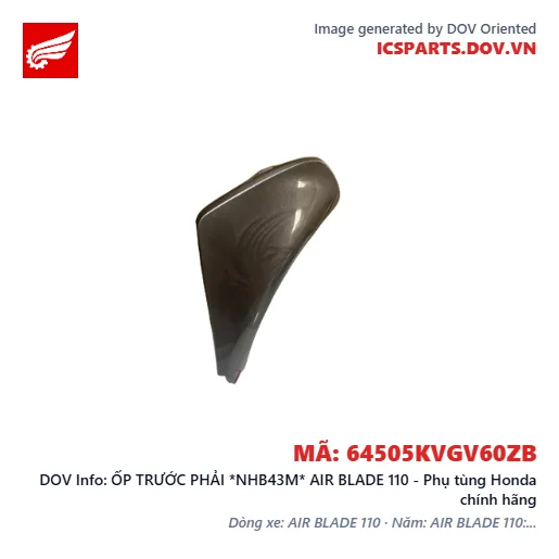 ỐP TRƯỚC PHẢI *NHB43M* AIR BLADE 110 - Phụ tùng Honda chính hãng