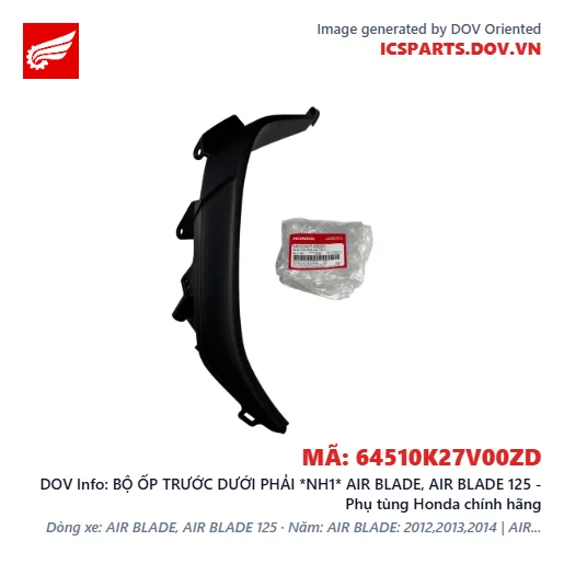 BỘ ỐP TRƯỚC DƯỚI PHẢI *NH1* AIR BLADE, AIR BLADE 125 - Phụ tùng Honda chính hãng