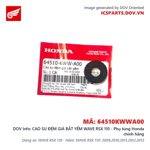 CAO SU ĐỆM GIÁ BẮT YẾM WAVE RSX 110 - Phụ tùng Honda chính hãng