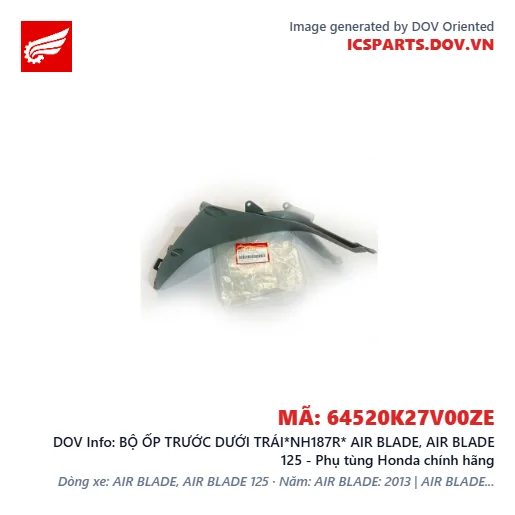 BỘ ỐP TRƯỚC DƯỚI TRÁI*NH187R* AIR BLADE, AIR BLADE 125 - Phụ tùng Honda chính hãng