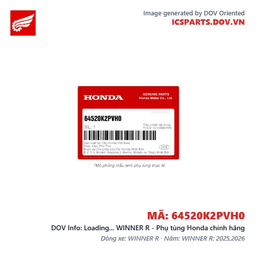 Loading... WINNER R - Phụ tùng Honda chính hãng