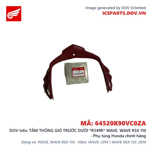 TẤM THÔNG GIÓ TRƯỚC DƯỚI *R349R* WAVE, WAVE RSX 110 - Phụ tùng Honda chính hãng