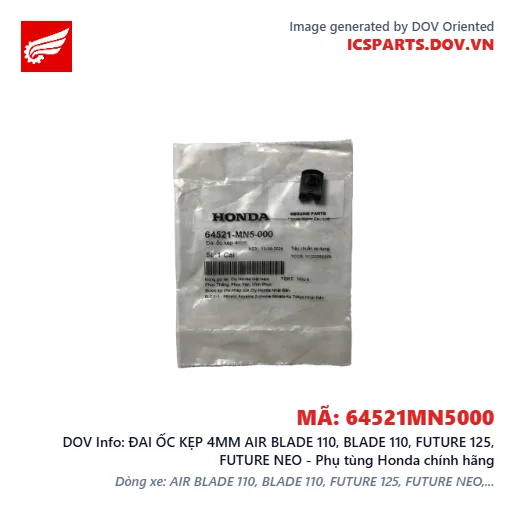 ĐAI ỐC KẸP 4MM AIR BLADE 110, BLADE 110, FUTURE 125, FUTURE NEO - Phụ tùng Honda chính hãng