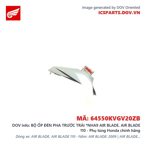 BỘ ỐP ĐÈN PHA TRƯỚC TRÁI *NHA9 AIR BLADE, AIR BLADE 110 - Phụ tùng Honda chính hãng