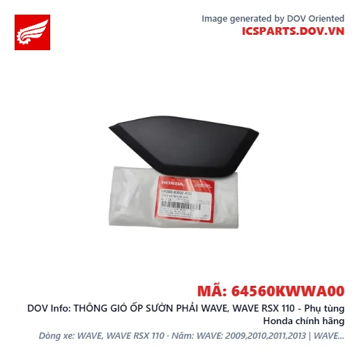 THÔNG GIÓ ỐP SƯỜN PHẢI WAVE, WAVE RSX 110 - Phụ tùng Honda chính hãng