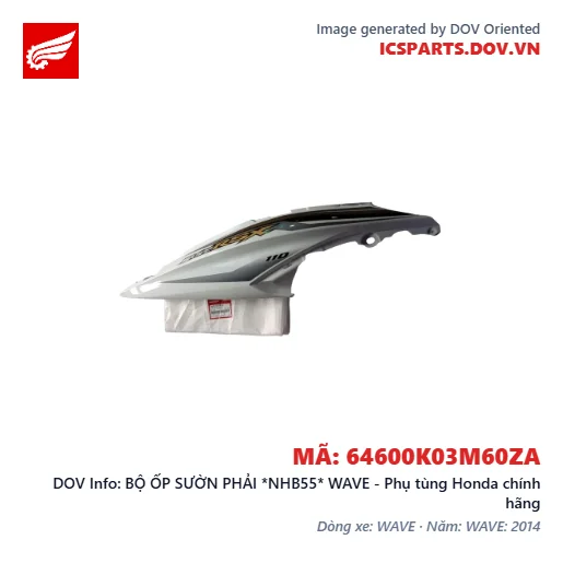 BỘ ỐP SƯỜN PHẢI *NHB55* WAVE - Phụ tùng Honda chính hãng