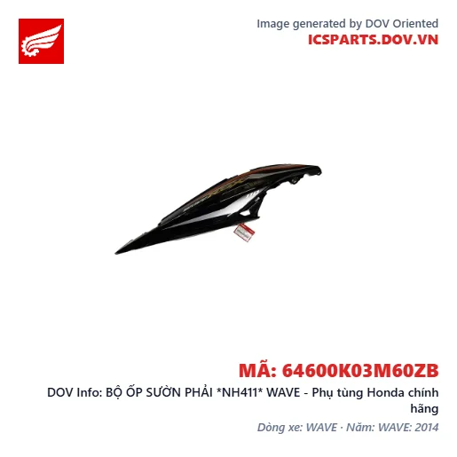 BỘ ỐP SƯỜN PHẢI *NH411* WAVE - Phụ tùng Honda chính hãng