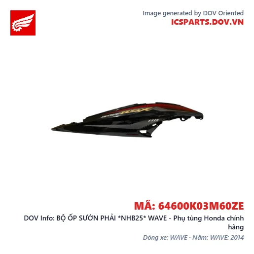 BỘ ỐP SƯỜN PHẢI *NHB25* WAVE - Phụ tùng Honda chính hãng