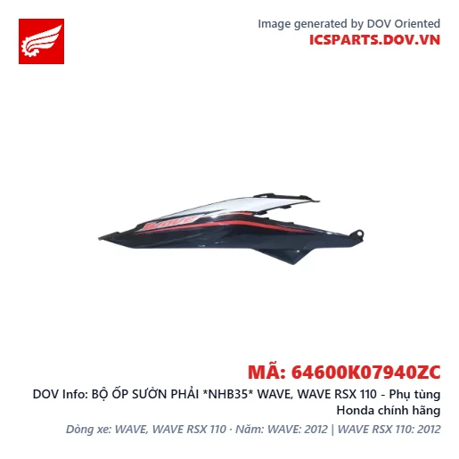 BỘ ỐP SƯỜN PHẢI *NHB35* WAVE, WAVE RSX 110 - Phụ tùng Honda chính hãng