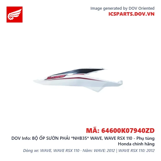 BỘ ỐP SƯỜN PHẢI *NHB35* WAVE, WAVE RSX 110 - Phụ tùng Honda chính hãng