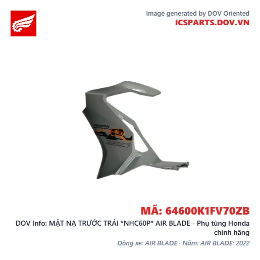 MẶT NẠ TRƯỚC TRÁI *NHC60P* AIR BLADE - Phụ tùng Honda chính hãng