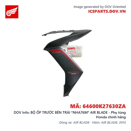 BỘ ỐP TRƯỚC BÊN TRÁI *NHA76M* AIR BLADE - Phụ tùng Honda chính hãng
