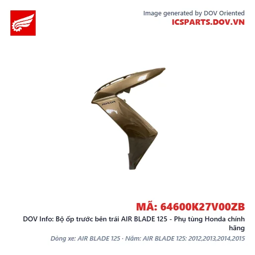 Bộ ốp trước bên trái AIR BLADE 125 - Phụ tùng Honda chính hãng