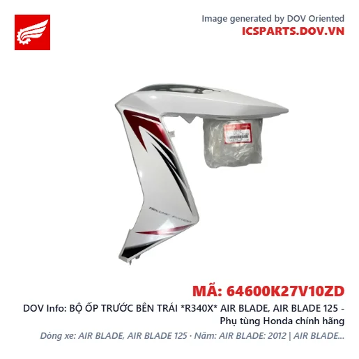 BỘ ỐP TRƯỚC BÊN TRÁI *R340X* AIR BLADE, AIR BLADE 125 - Phụ tùng Honda chính hãng