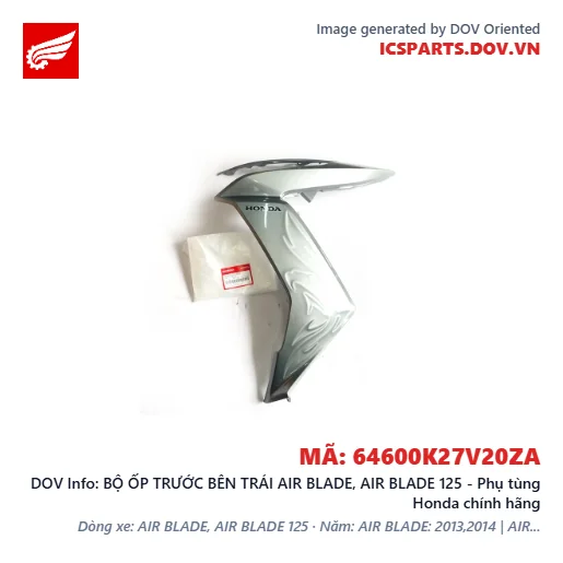 BỘ ỐP TRƯỚC BÊN TRÁI AIR BLADE, AIR BLADE 125 - Phụ tùng Honda chính hãng
