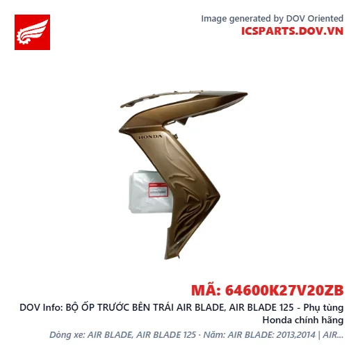 BỘ ỐP TRƯỚC BÊN TRÁI AIR BLADE, AIR BLADE 125 - Phụ tùng Honda chính hãng