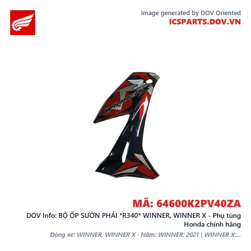 BỘ ỐP SƯỜN PHẢI *R340* WINNER, WINNER X - Phụ tùng Honda chính hãng
