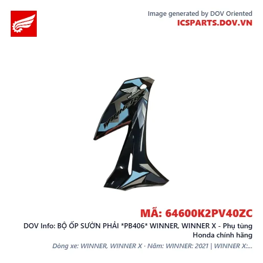 BỘ ỐP SƯỜN PHẢI *PB406* WINNER, WINNER X - Phụ tùng Honda chính hãng