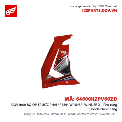 BỘ ỐP TRƯỚC PHẢI *R389* WINNER, WINNER X - Phụ tùng Honda chính hãng