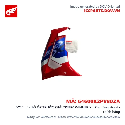 BỘ ỐP TRƯỚC PHẢI *R389* WINNER X - Phụ tùng Honda chính hãng
