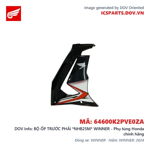 BỘ ỐP TRƯỚC PHẢI *NHB25M* WINNER - Phụ tùng Honda chính hãng