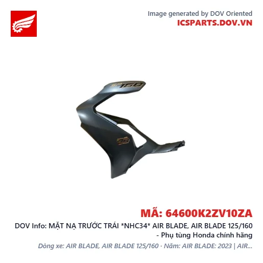 MẶT NẠ TRƯỚC TRÁI *NHC34* AIR BLADE, AIR BLADE 125/160 - Phụ tùng Honda chính hãng